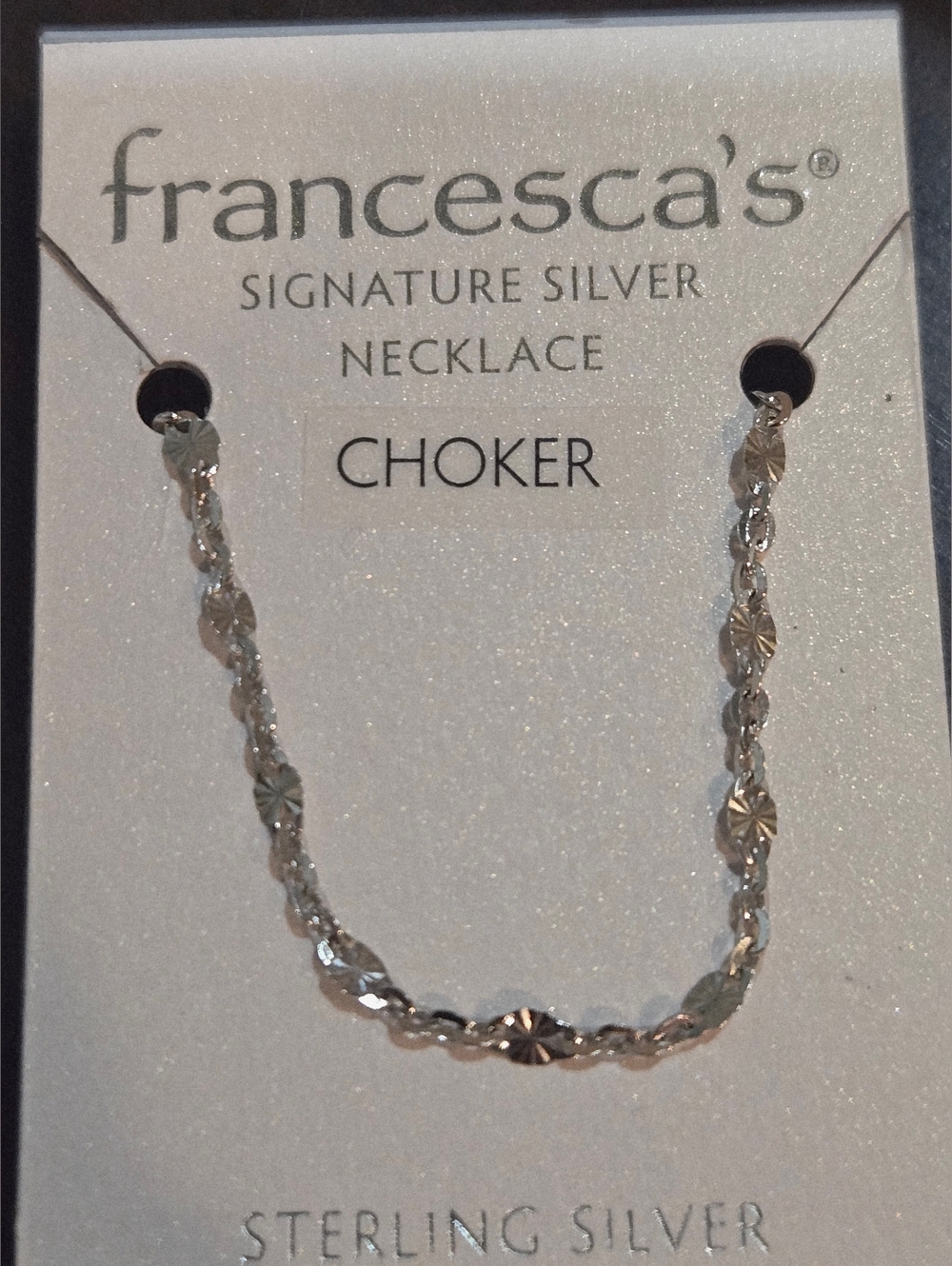 Francesca's Signature Silver Faceted Sterling Choker Necklace - Silver - Picture 2 of 5